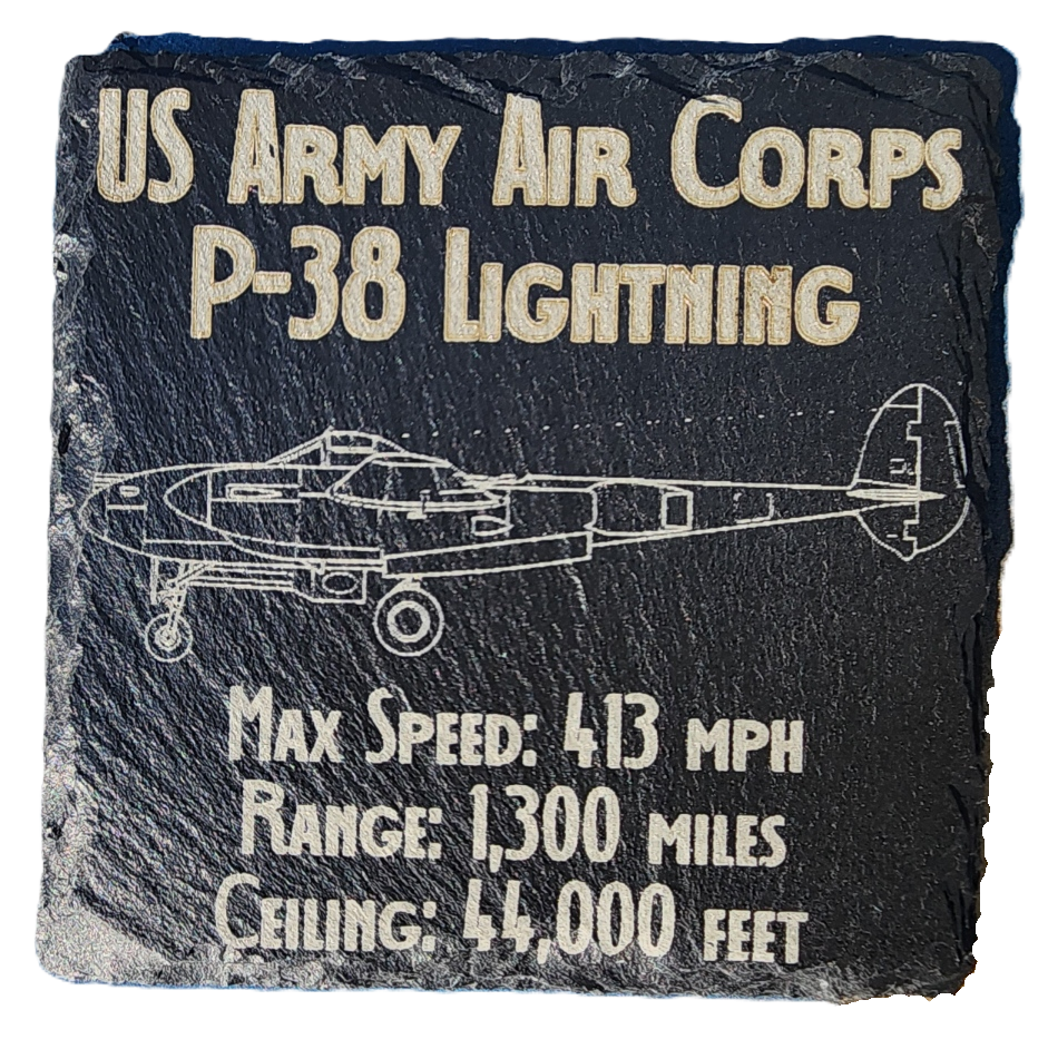 P-38 Lightning Slate Stats Coaster
