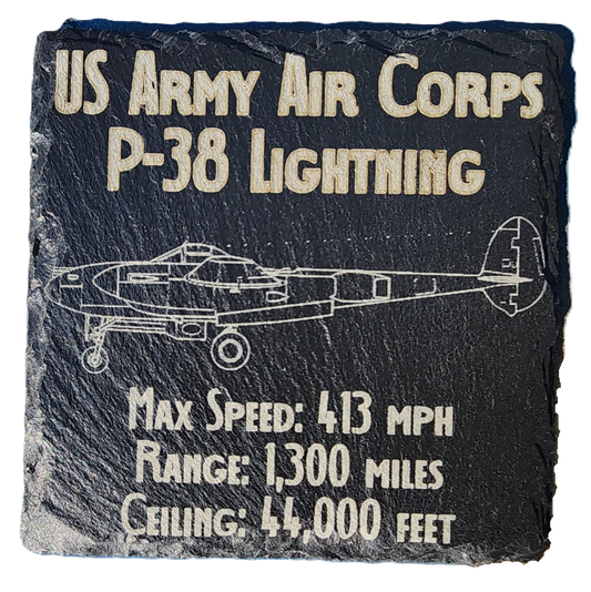 P-38 Lightning Slate Stats Coaster