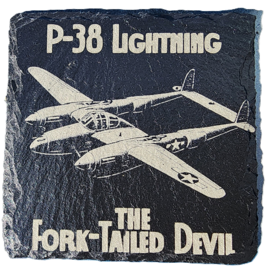 P-38 Lightning Slate Drink Coaster – "The Fork-Tailed Devil"