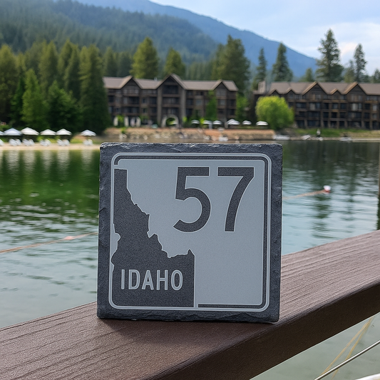 Priest Lake Road Sign Coaster
