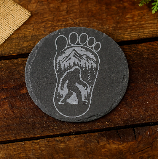 Bigfoot Mountain Footprint Slate Coaster