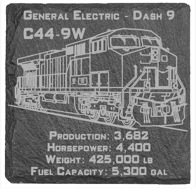 GE Dash 9 Locomotive Slate Coaster