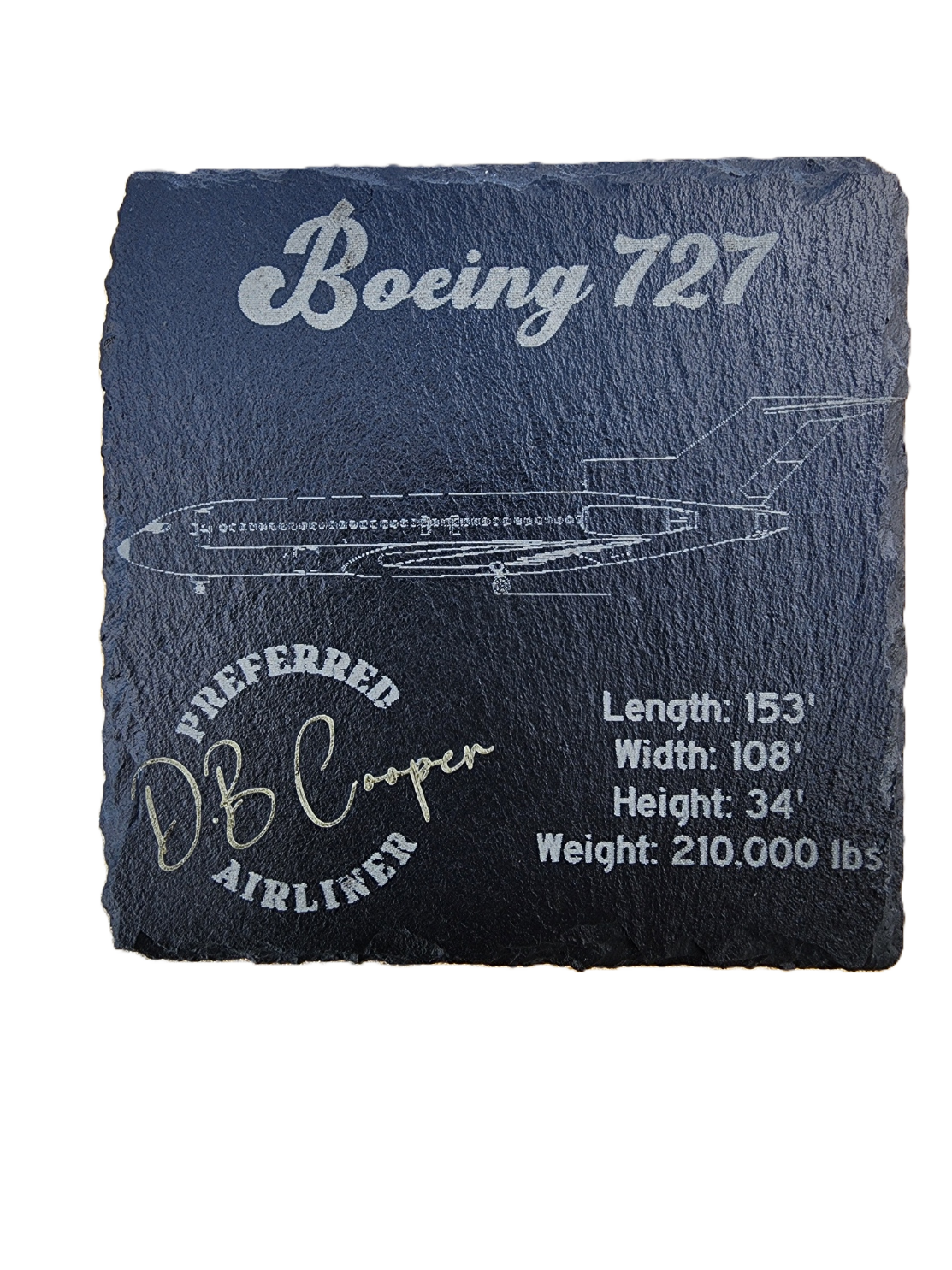 Boeing 727 Side Stat Slate Coaster