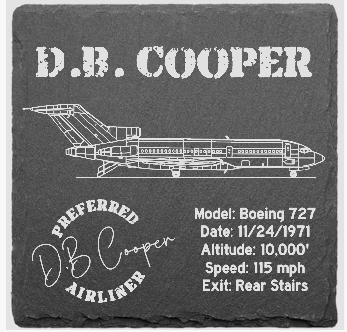 D.B. Cooper Titled Slate Coaster