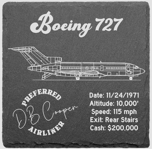 D.B. Cooper Boeing 727 Slate Coaster