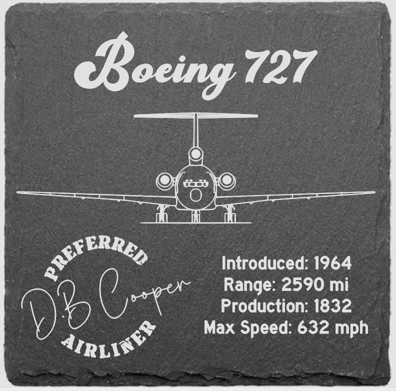 Boeing 727 Front Stat Slate Coaster