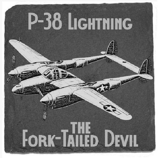 P-38 Lightning Slate Drink Coaster – "The Fork-Tailed Devil"