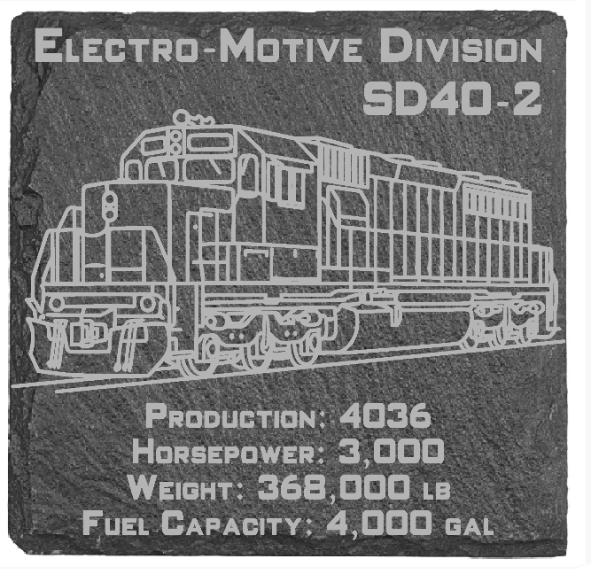 EMD SD40-2 Locomotive Slate Coaster