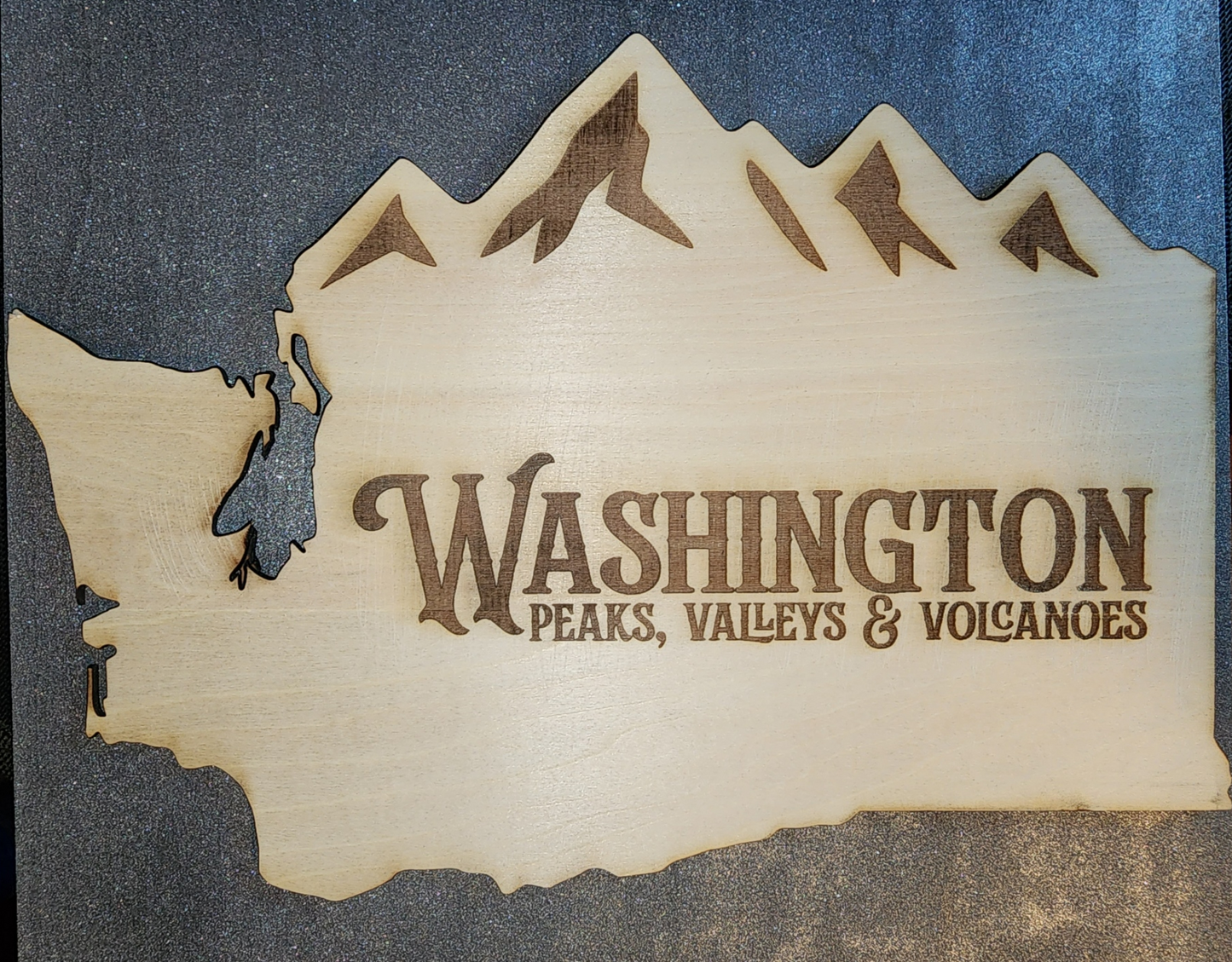 Washington State Peaks, Valleys & Volcanoes Wooden Sign