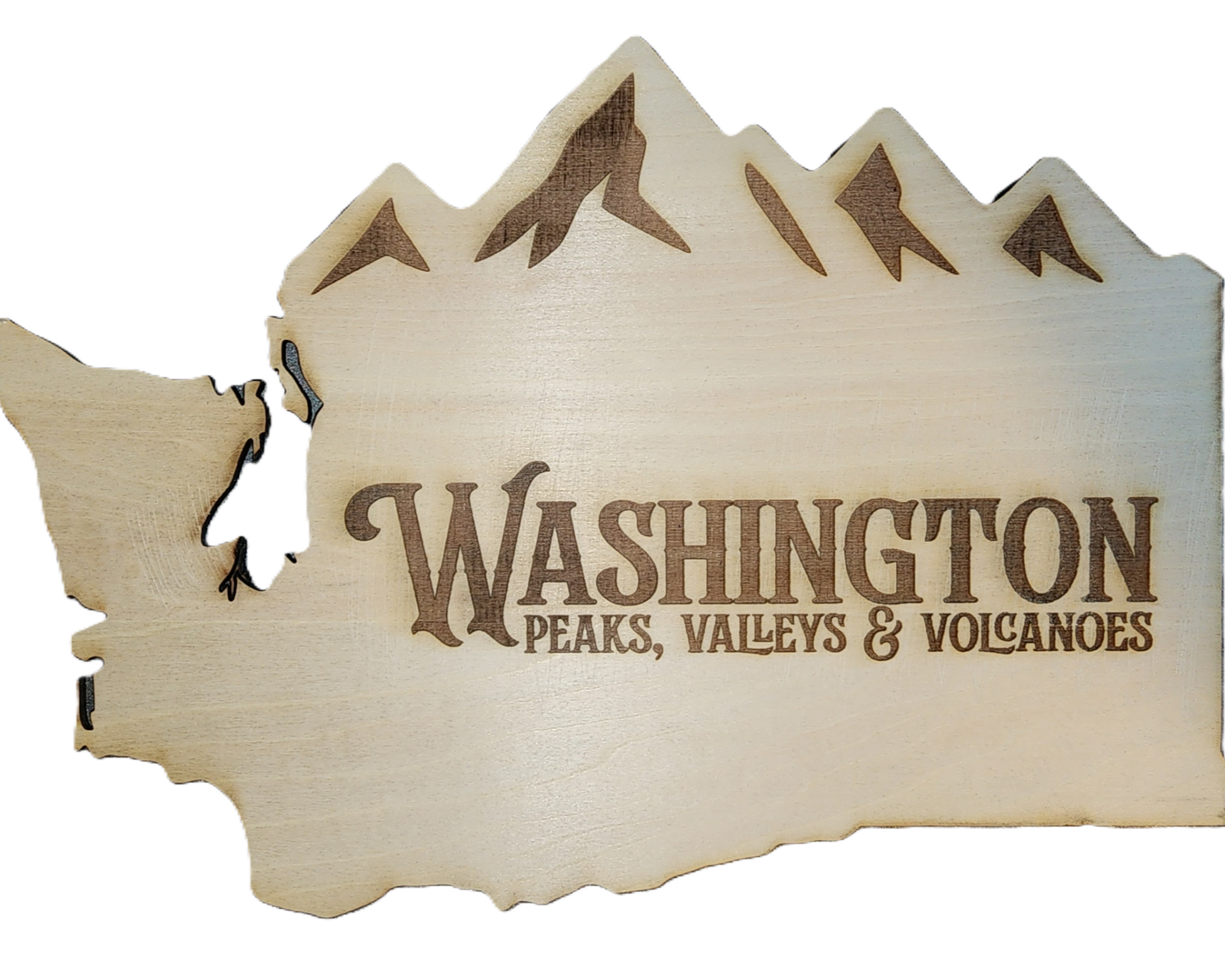 Washington State Peaks, Valleys & Volcanoes Wooden Sign