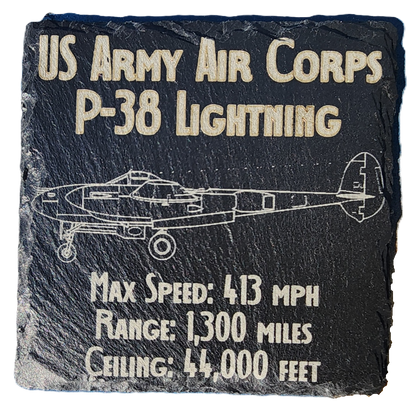 P-38 Lightning Slate Stats Coaster