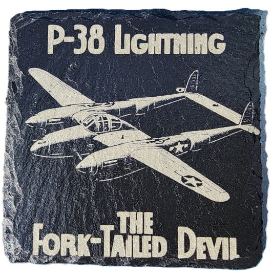 P-38 Lightning Slate Drink Coaster – "The Fork-Tailed Devil"