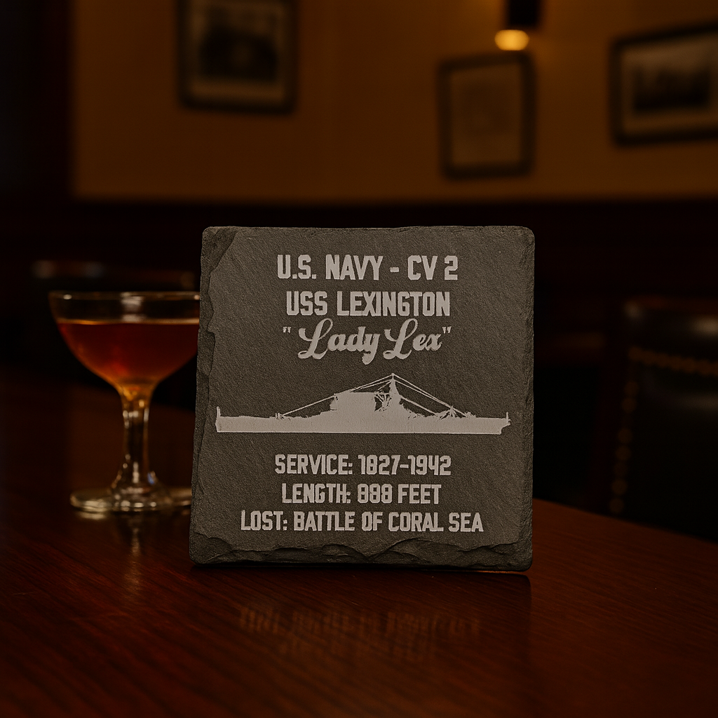 WW2 USS Lexington Slate Coaster