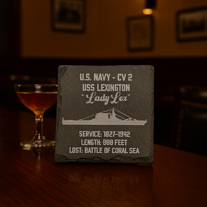 WW2 USS Lexington Slate Coaster