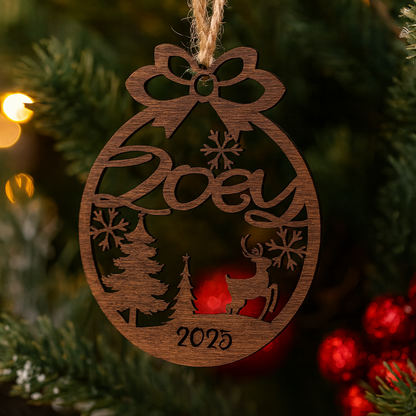 Ribbon Personalized 2025 Christmas Ornament