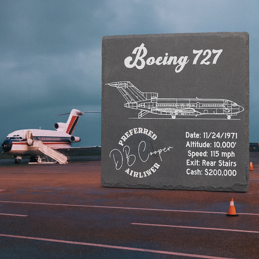 D.B. Cooper Boeing 727 Slate Coaster