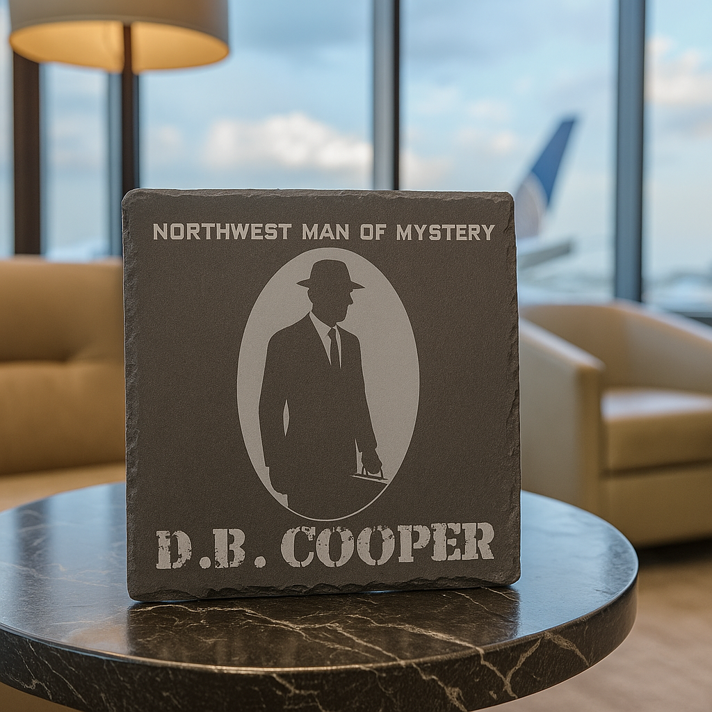 D.B. Cooper Silhouette Slate Coaster