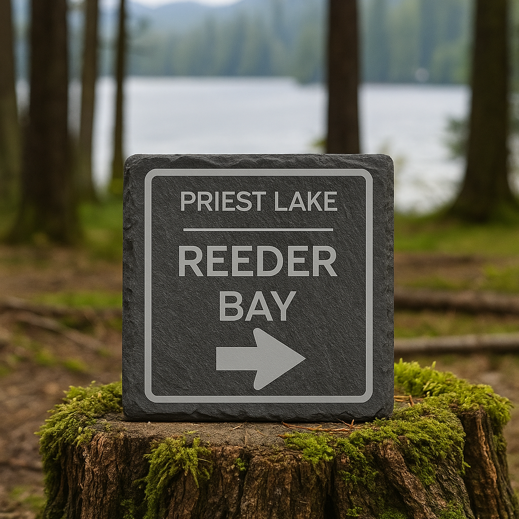Priest Lake Road Sign Coaster