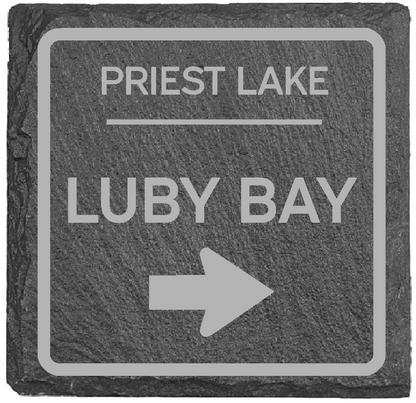 Priest Lake Road Sign Coaster