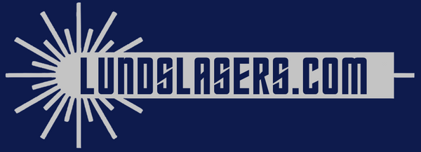 Logo for Lundslasers.com on a blue background