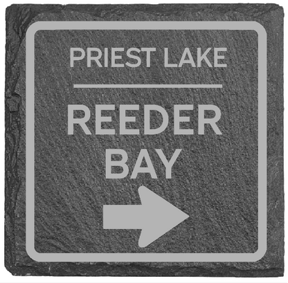 Priest Lake Road Sign Coaster