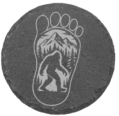 Bigfoot Mountain Footprint Slate Coaster