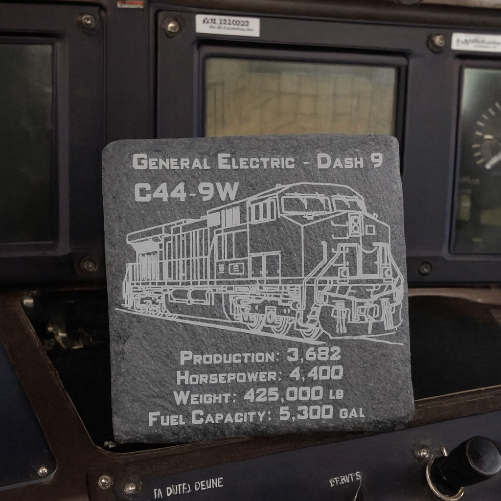 Dash 9 Radiator GE Dash 9 Locomotive Slate Coaster – Lund's Lasers LLC