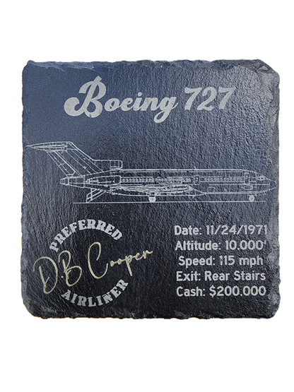 D.B. Cooper Boeing 727 Slate Coaster