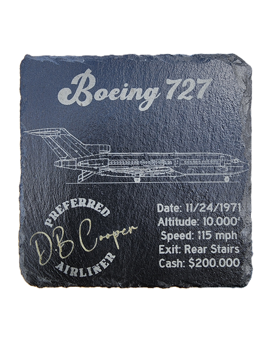 D.B. Cooper Boeing 727 Slate Coaster