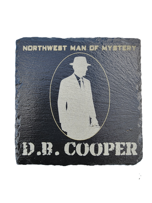 D.B. Cooper Silhouette Slate Coaster