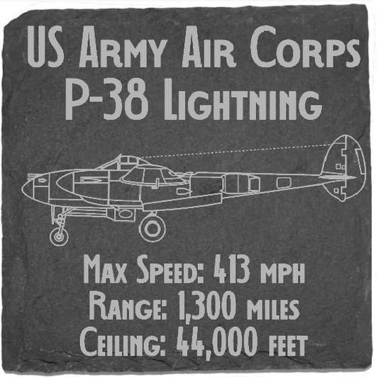 P-38 Lightning Slate Stats Coaster
