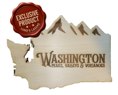 Washington State Peaks, Valleys & Volcanoes Wooden Sign